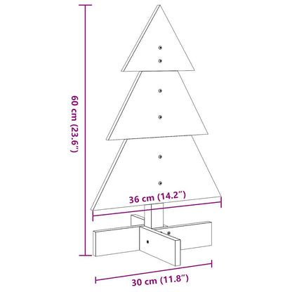 Kerstdecoratie kerstboom 60 cm massief grenenhout wasbruin