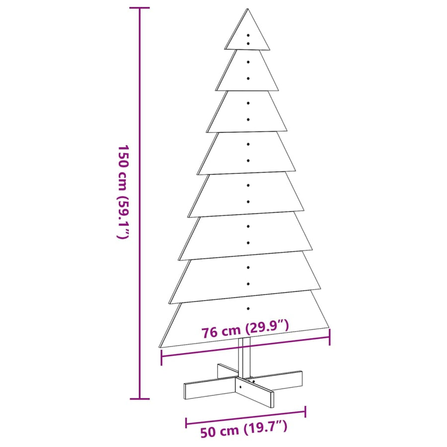 Kerstdecoratie kerstboom 150 cm massief grenenhout