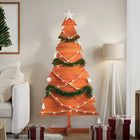 Kerstdecoratie kerstboom 150 cm massief grenenhout wasbruin