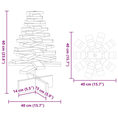 Kerstdecoratie kerstboom 60 cm massief grenenhout