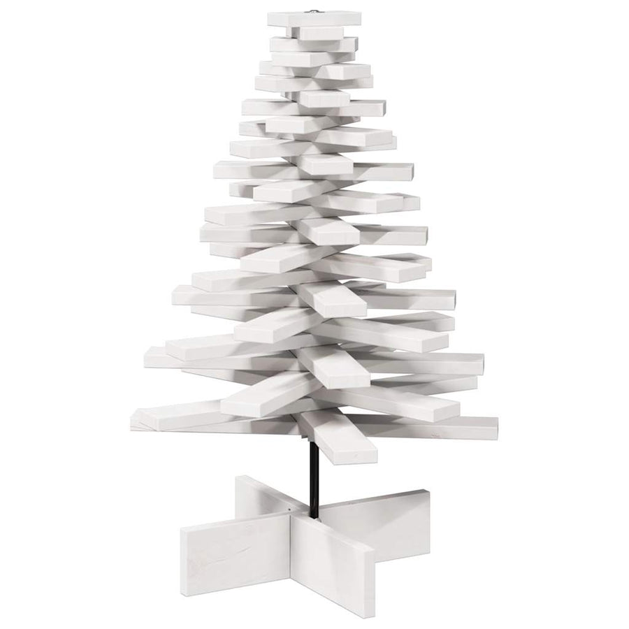 Kerstdecoratie kerstboom 80 cm massief grenenhout wit