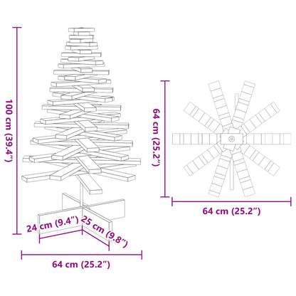Kerstdecoratie kerstboom 100 cm massief grenenhout