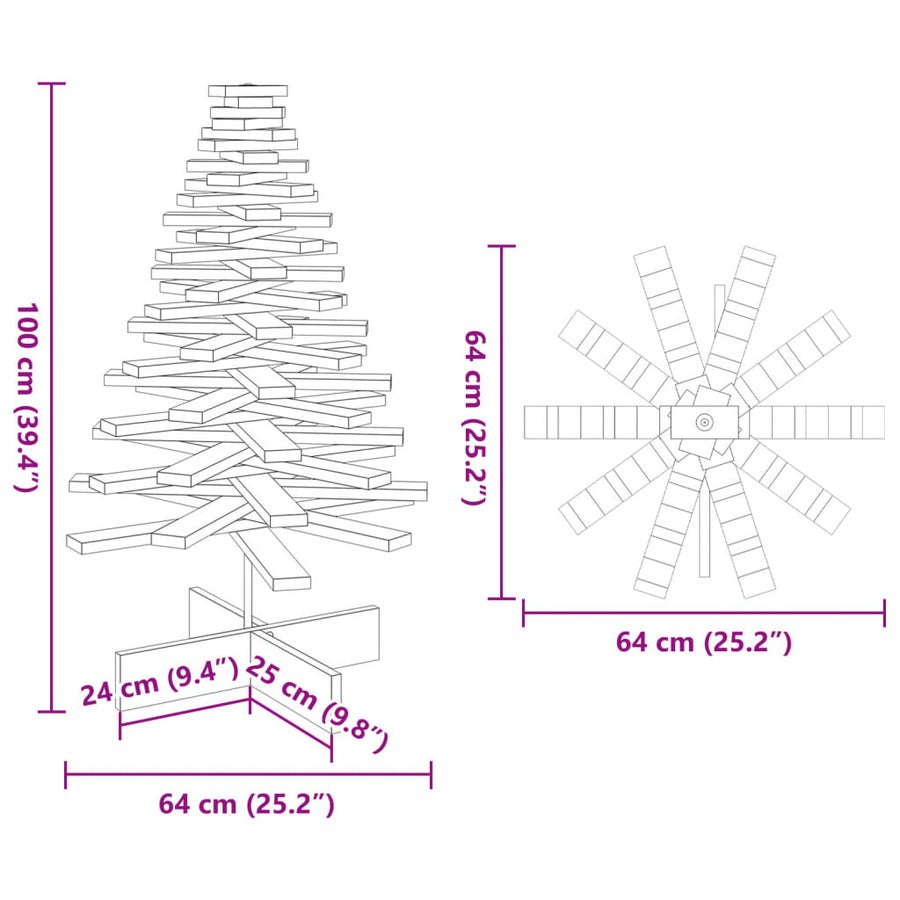 Kerstdecoratie kerstboom 100 cm massief grenenhout