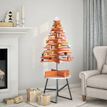 Kerstdecoratie kerstboom 100 cm massief grenenhout wasbruin