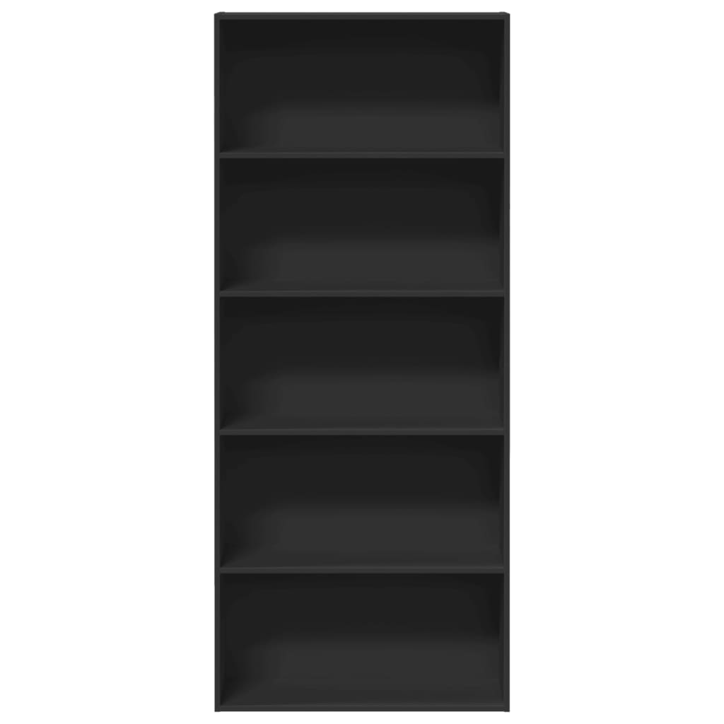 Boekenkast 80x30x189 cm bewerkt hout zwart