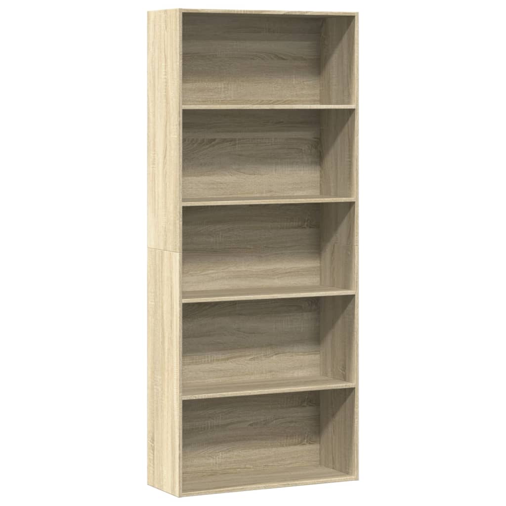 Boekenkast 80x30x189 cm bewerkt hout sonoma eikenkleurig