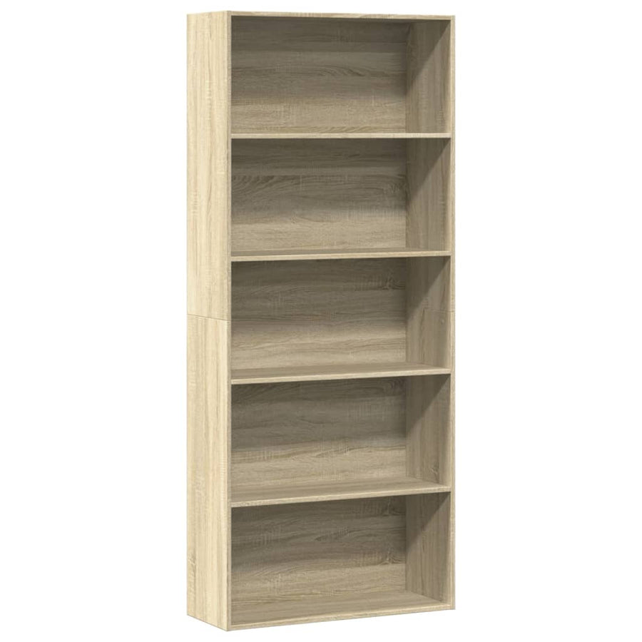Boekenkast 80x30x189 cm bewerkt hout sonoma eikenkleurig