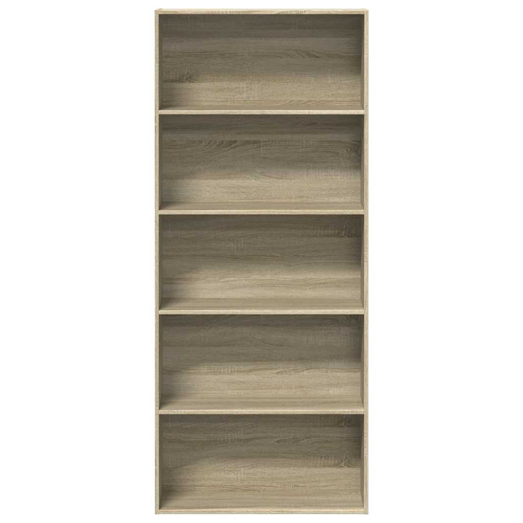 Boekenkast 80x30x189 cm bewerkt hout sonoma eikenkleurig