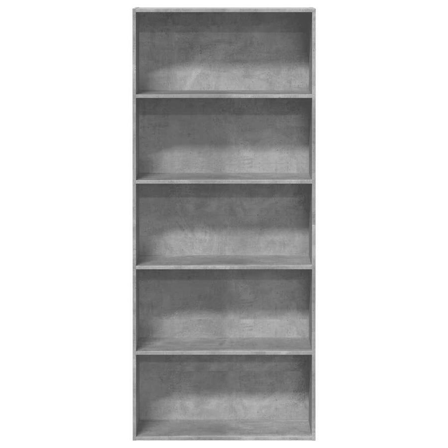 Boekenkast 80x30x189 cm bewerkt hout betongrijs