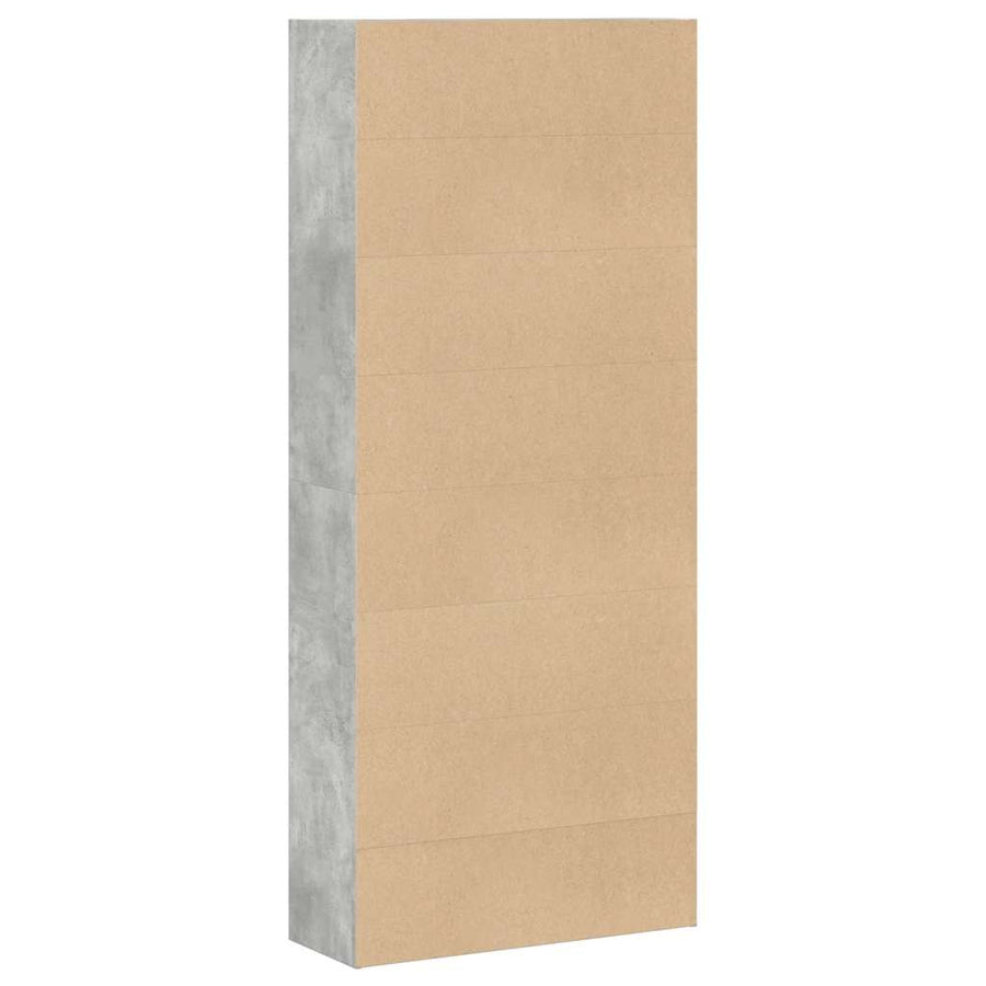 Boekenkast 80x30x189 cm bewerkt hout betongrijs