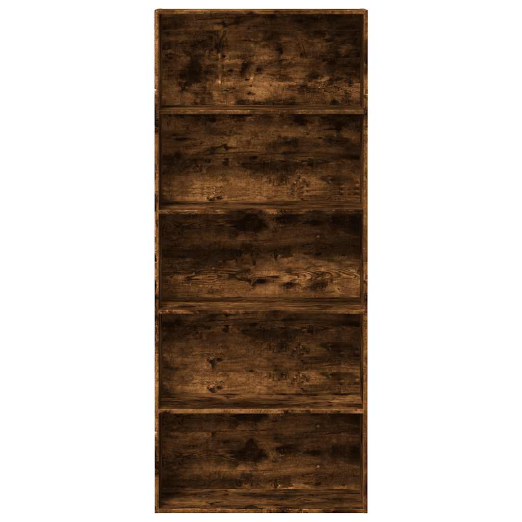 Boekenkast 80x30x189 cm bewerkt hout gerookt eikenkleurig