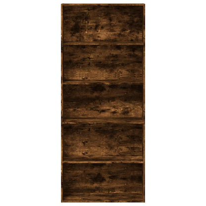 Boekenkast 80x30x189 cm bewerkt hout gerookt eikenkleurig