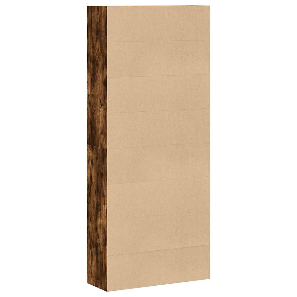 Boekenkast 80x30x189 cm bewerkt hout gerookt eikenkleurig