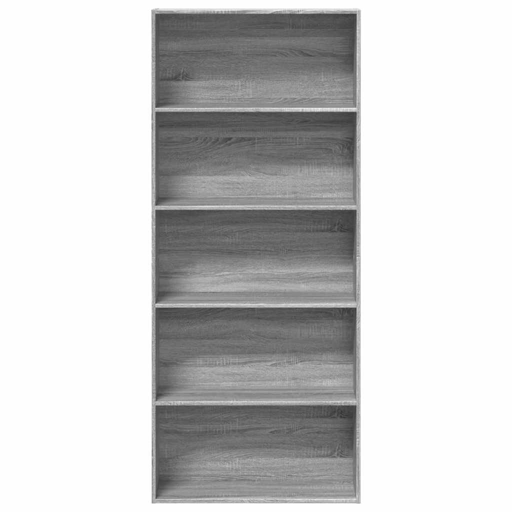 Boekenkast 80x30x189 cm bewerkt hout grijs sonoma eikenkleurig
