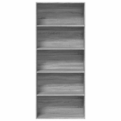 Boekenkast 80x30x189 cm bewerkt hout grijs sonoma eikenkleurig