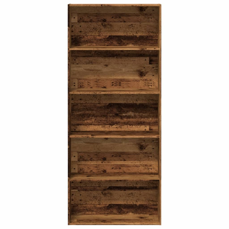 Boekenkast 80x30x189 cm bewerkt hout oud houtkleurig