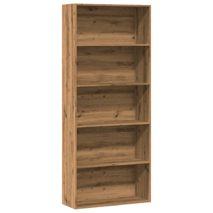 Boekenkast 80x30x189 cm bewerkt hout artisanaal eikenkleur