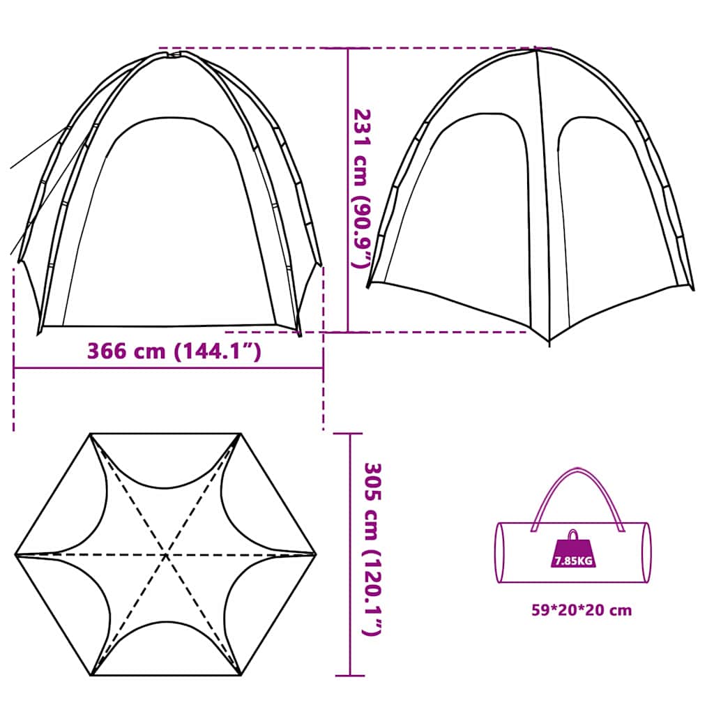 Zwembad Tent Zeegroen 366 x 305 x 231 cm Polyester en Glasvezel