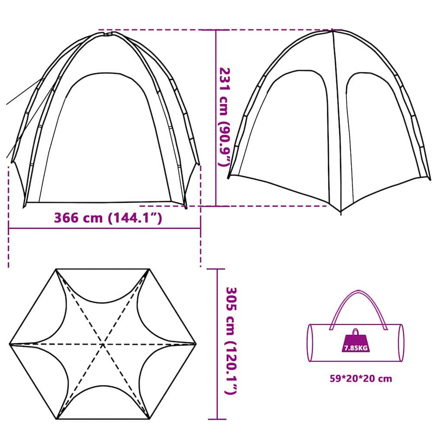 Zwembad Tent Zeegroen 366 x 305 x 231 cm Polyester en Glasvezel