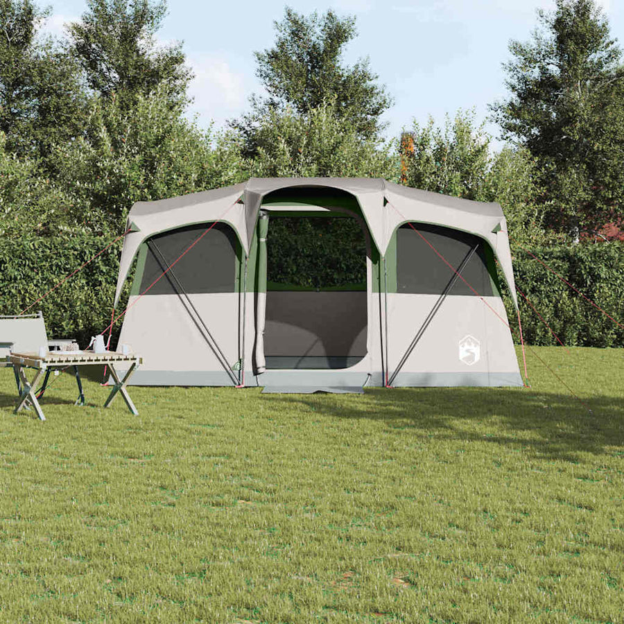Gezinstent Wit en Groen 435 x 255 x 216 cm Polyester en staal