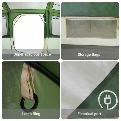 Gezinstent Wit en Groen 435 x 255 x 216 cm Polyester en staal