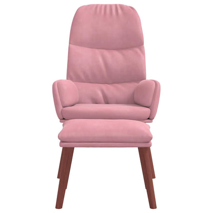 Relaxstoel met voetenbank fluweel roze