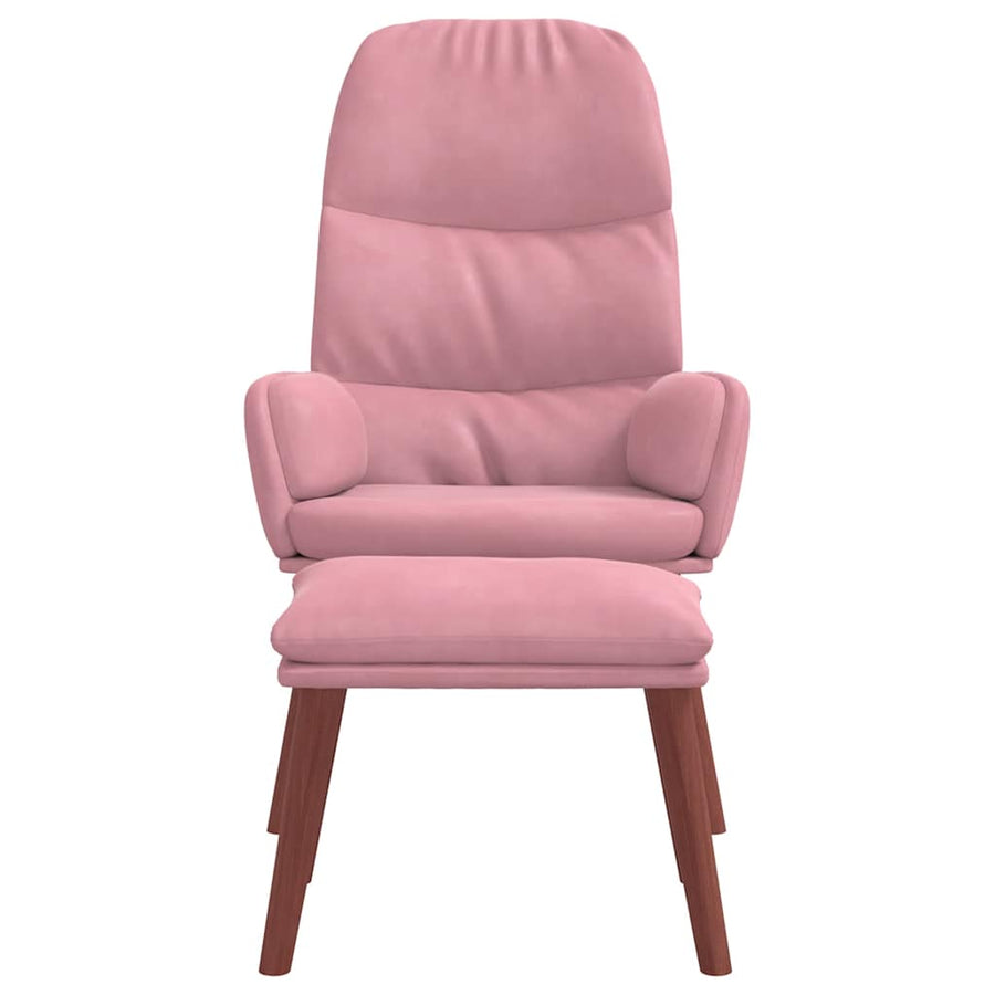 Relaxstoel met voetenbank fluweel roze