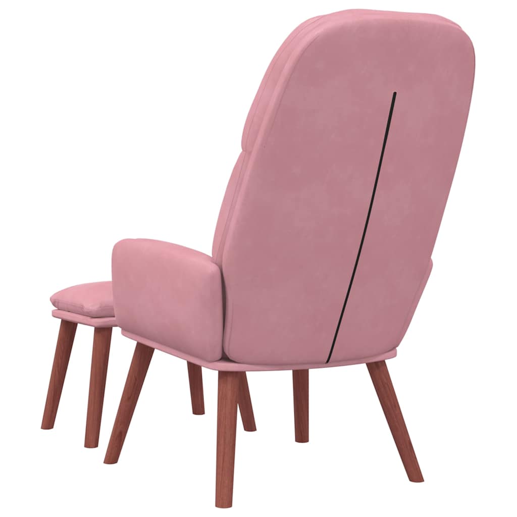 Relaxstoel met voetenbank fluweel roze