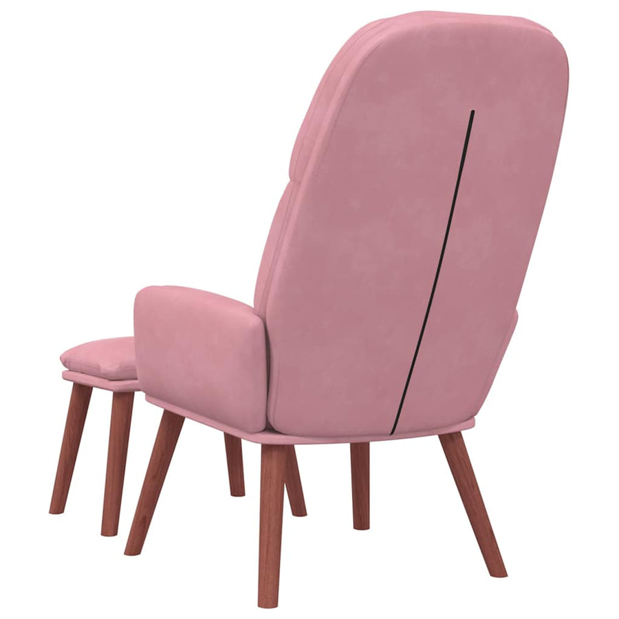 Relaxstoel met voetenbank fluweel roze