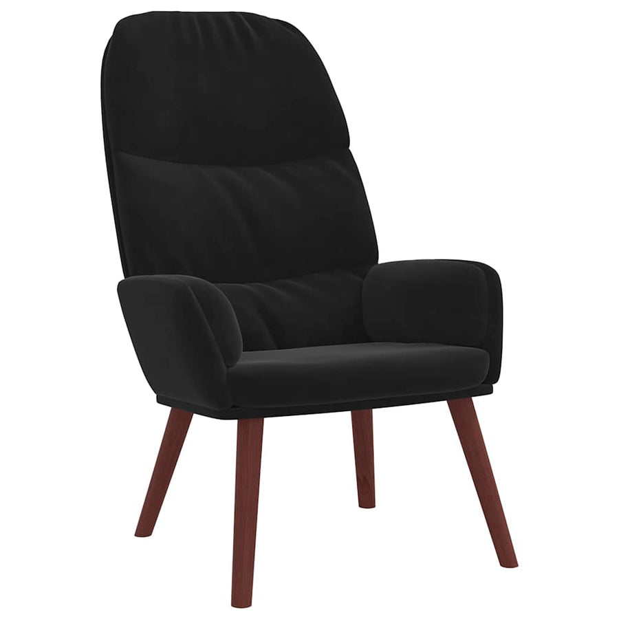 Relaxstoel met voetenbank fluweel zwart