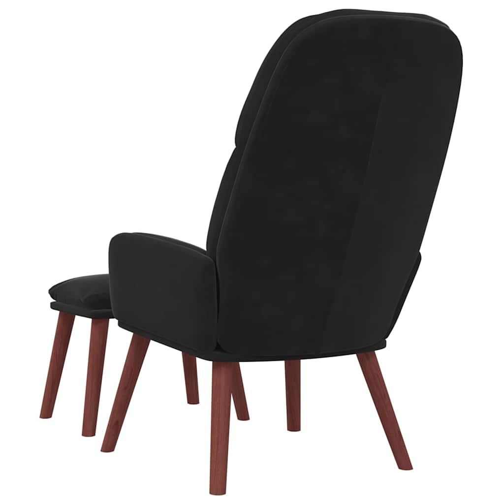 Relaxstoel met voetenbank fluweel zwart