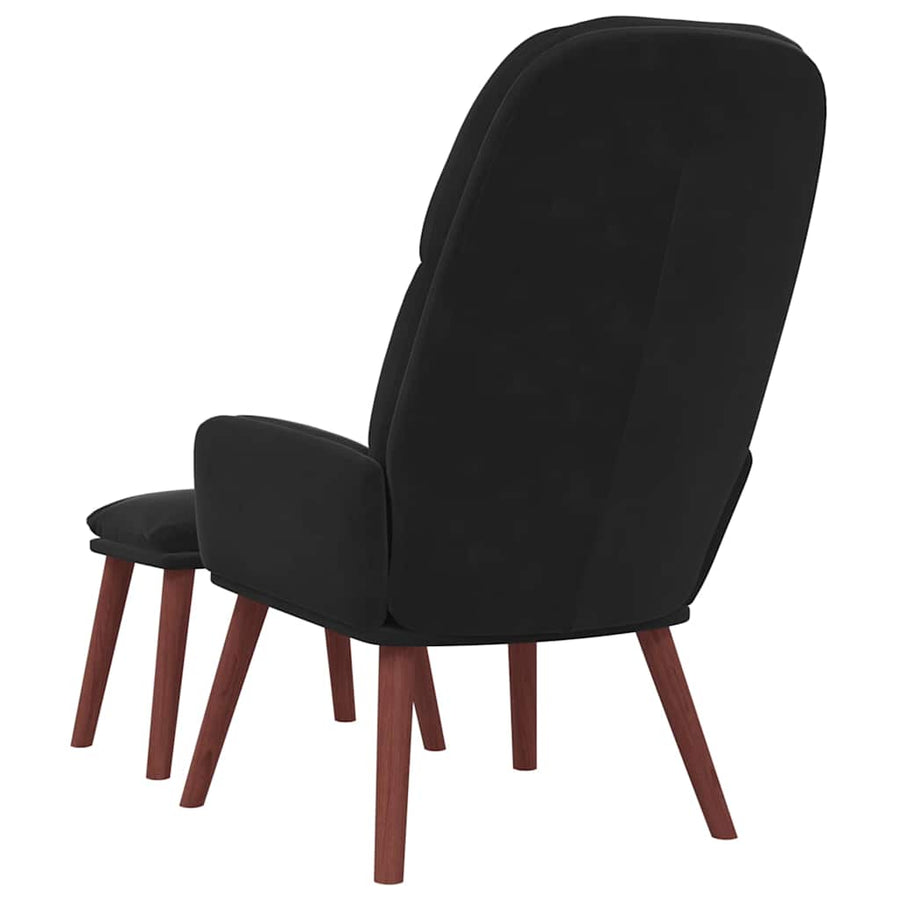 Relaxstoel met voetenbank fluweel zwart