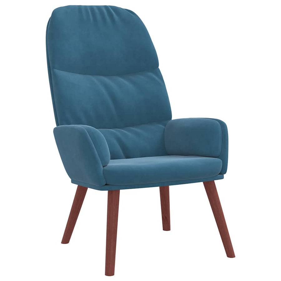 Relaxstoel met voetenbank fluweel blauw