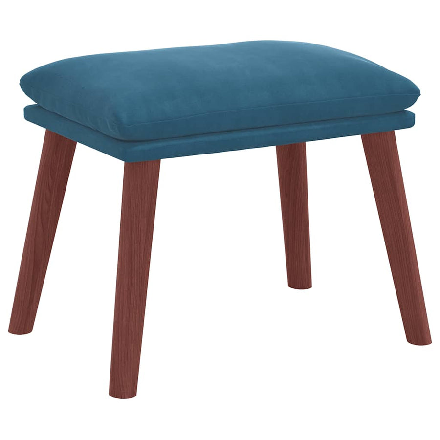 Relaxstoel met voetenbank fluweel blauw