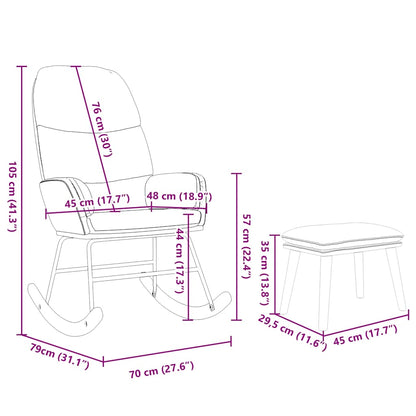 Schommelstoel Fluweel Roze Met voetenbank