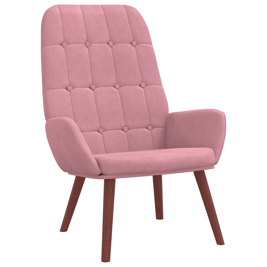 Relaxstoel met voetenbank fluweel roze