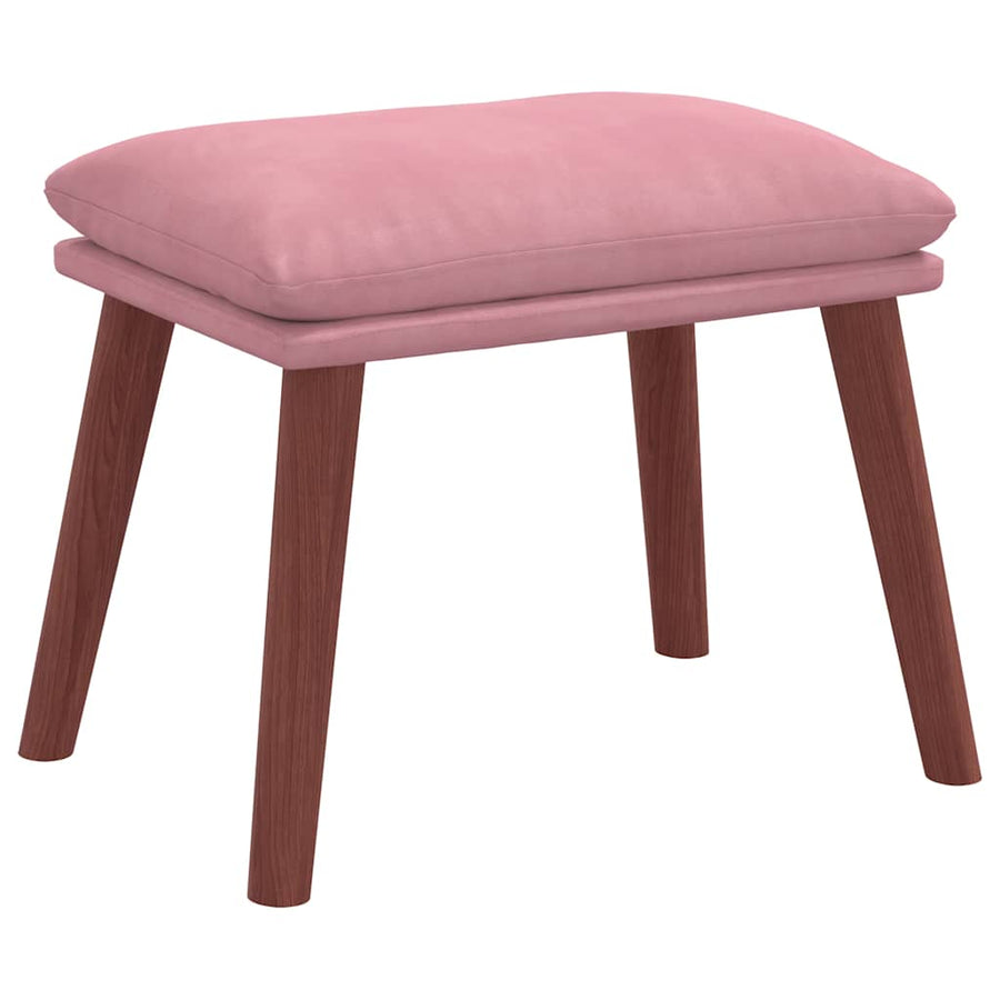 Relaxstoel met voetenbank fluweel roze