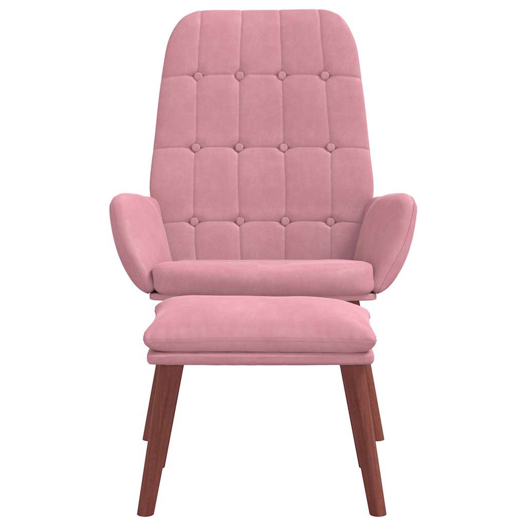 Relaxstoel met voetenbank fluweel roze