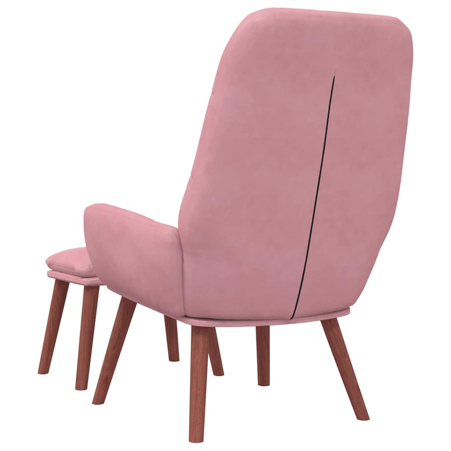 Relaxstoel met voetenbank fluweel roze