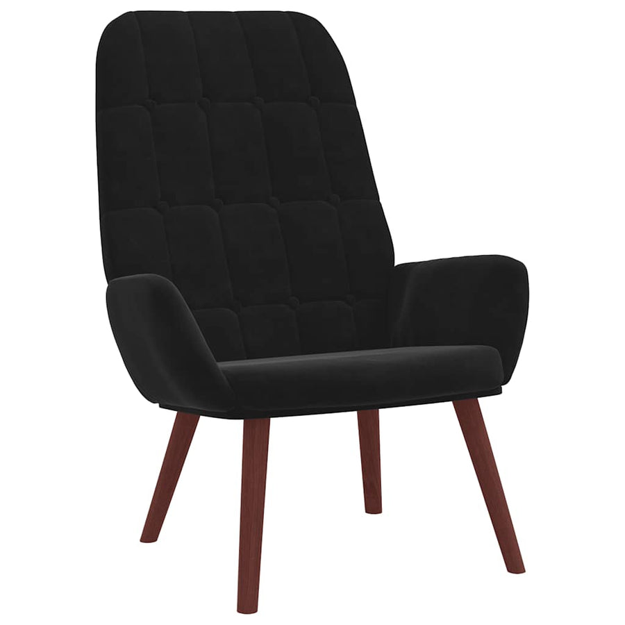 Relaxstoel met voetenbank fluweel zwart