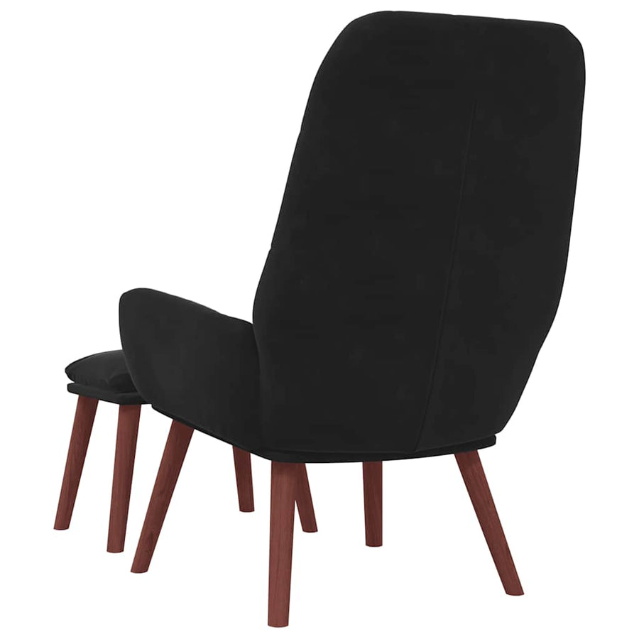 Relaxstoel met voetenbank fluweel zwart