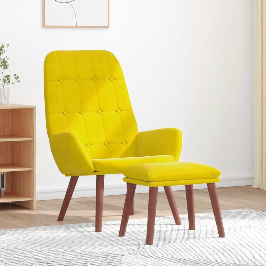 Relaxstoel met voetenbank fluweel geel