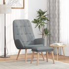 Relaxstoel met voetenbank stof grijs