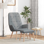 Relaxstoel met voetenbank stof grijs