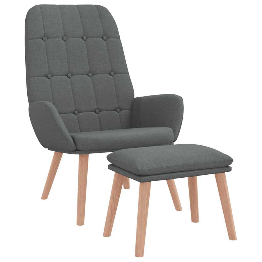 Relaxstoel Met Voetenbank Stof Donkergrijs