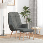 Relaxstoel met voetenbank donkergrijs stof