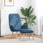 Relaxstoel stof blauw houten poten