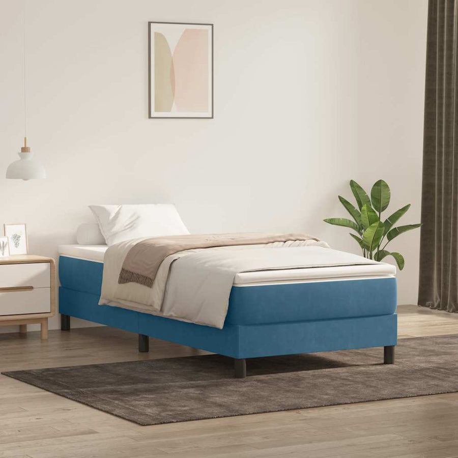 Boxspring zonder matras fluweel donkerblauw 80x210 cm