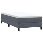 Box spring without mattress velvet dark grey 90x210 cm
