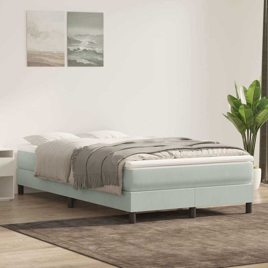 Boxspring zonder matras fluweel lichtgrijs 120x210 cm